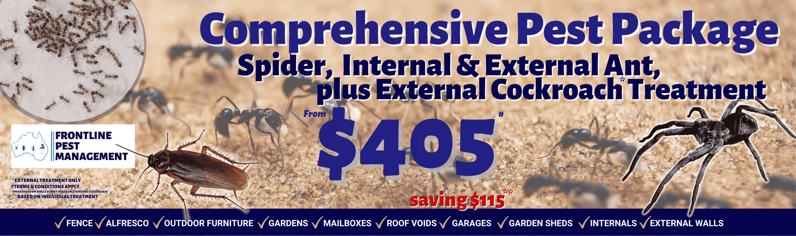 Spider, Internal / External Ant & External Cockroach Treatment